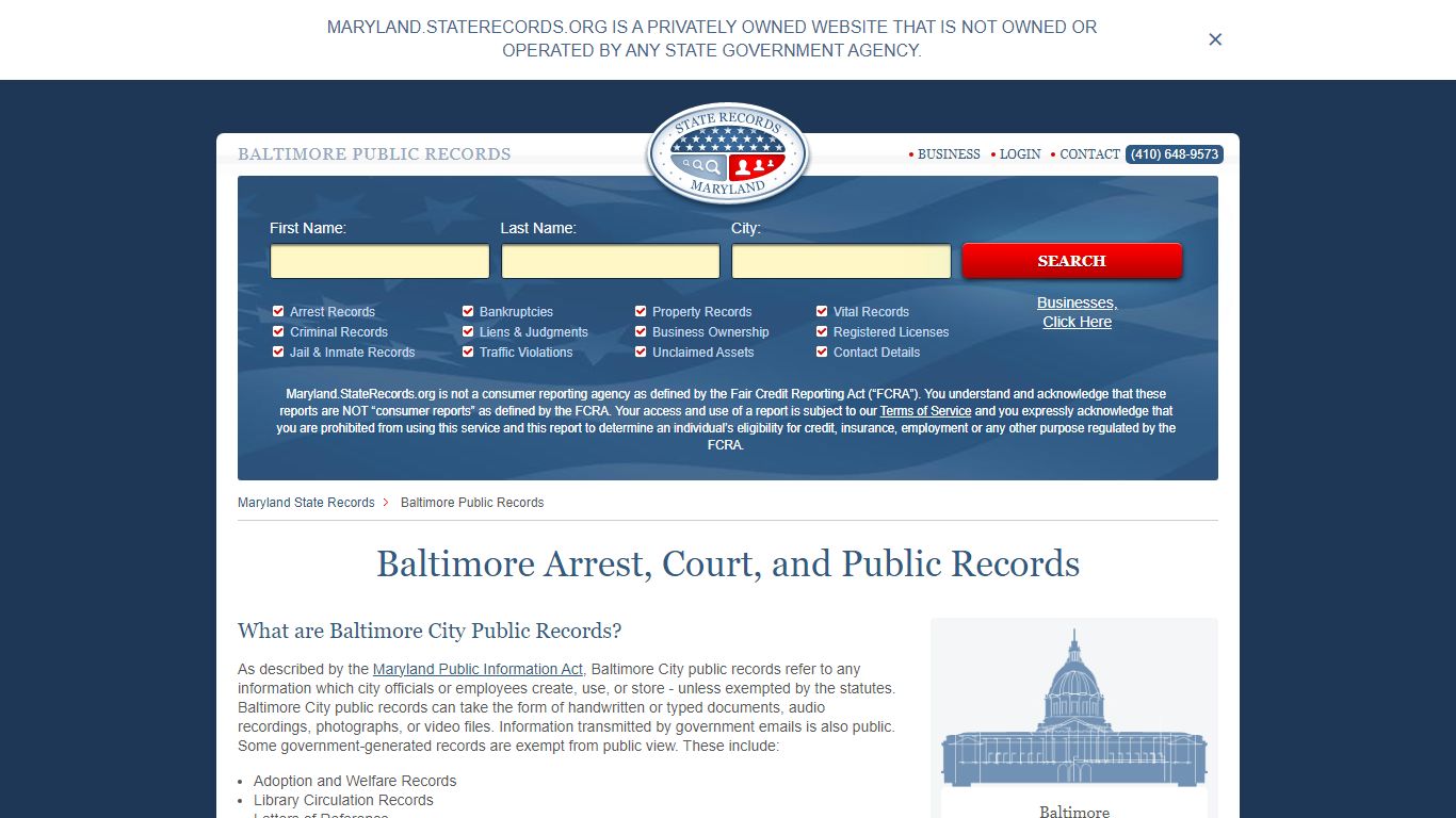 Baltimore Arrest, Court, and Public Records